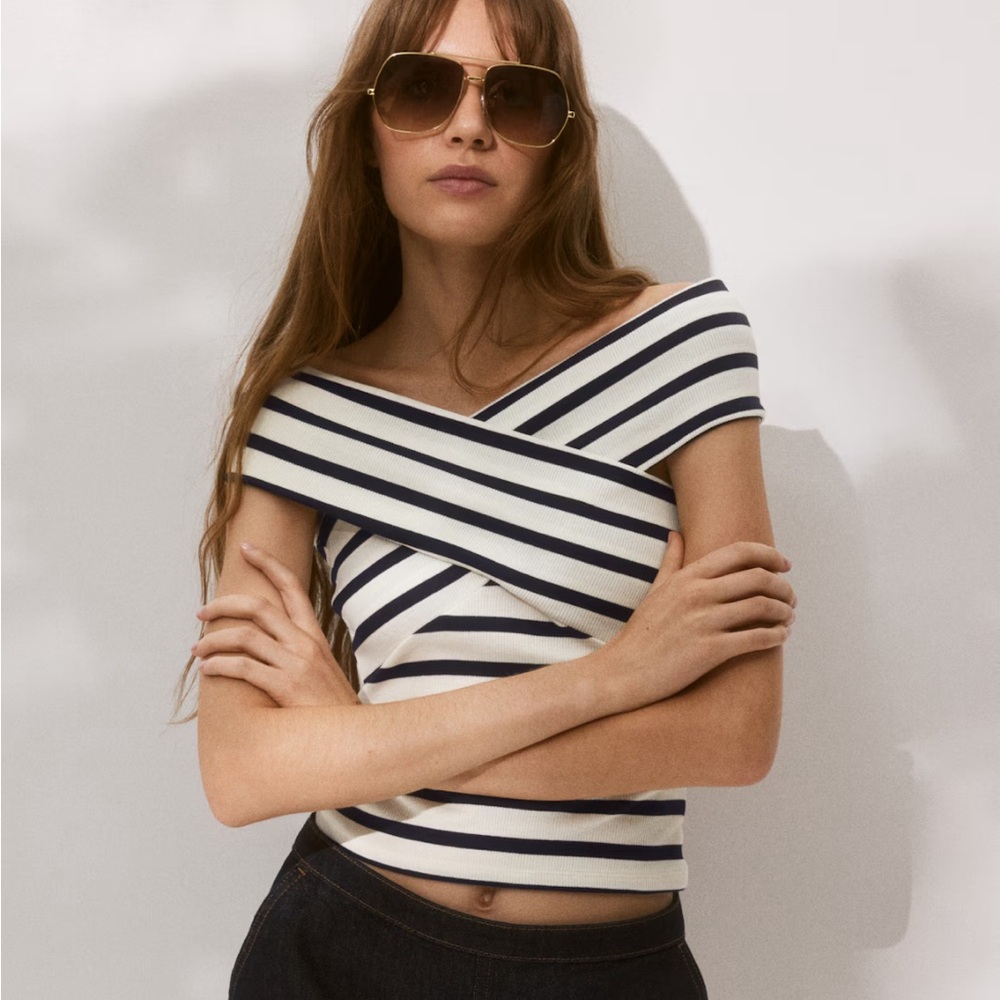 H&M Striped Off-Shoulder Top